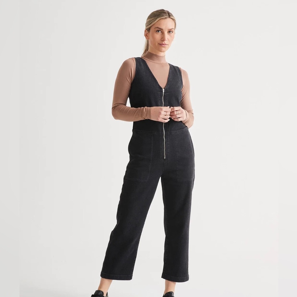 Duer Performance Denim Jumpsuit in Aged Black — SOLD OUT
